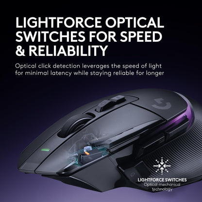 Logitech G502 X Plus Lightspeed Wireless Optical Mouse - LIGHTFORCE hybrid switches, LIGHTSYNC RGB, HERO 25K gaming sensor, compatible with PC - macOS/Windows - Black