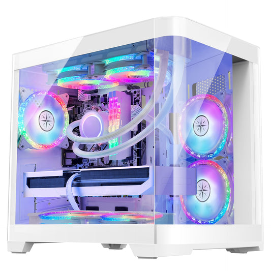 Poseidon Gaming PC Desktop - GeForce RTX 4060 - AMD Ryzen 7 5700X 8-Core 3.4GHz - 32GB DDR4 3200MHz - 1TB M.2 +1TB SATA SSD - WIFI & Bluetooth - 240 Liquid Cooler - Windows 11 Pro Computer - White