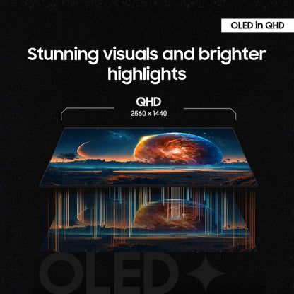 SAMSUNG 27” Odyssey OLED G6 (G61SD) QHD & QD-OLED 240Hz 0.03ms FreeSync Premium Pro Gaming Monitor with Sleek Metal Design, 3 Year Warranty, US, LS27DG610SNXZA, 2024